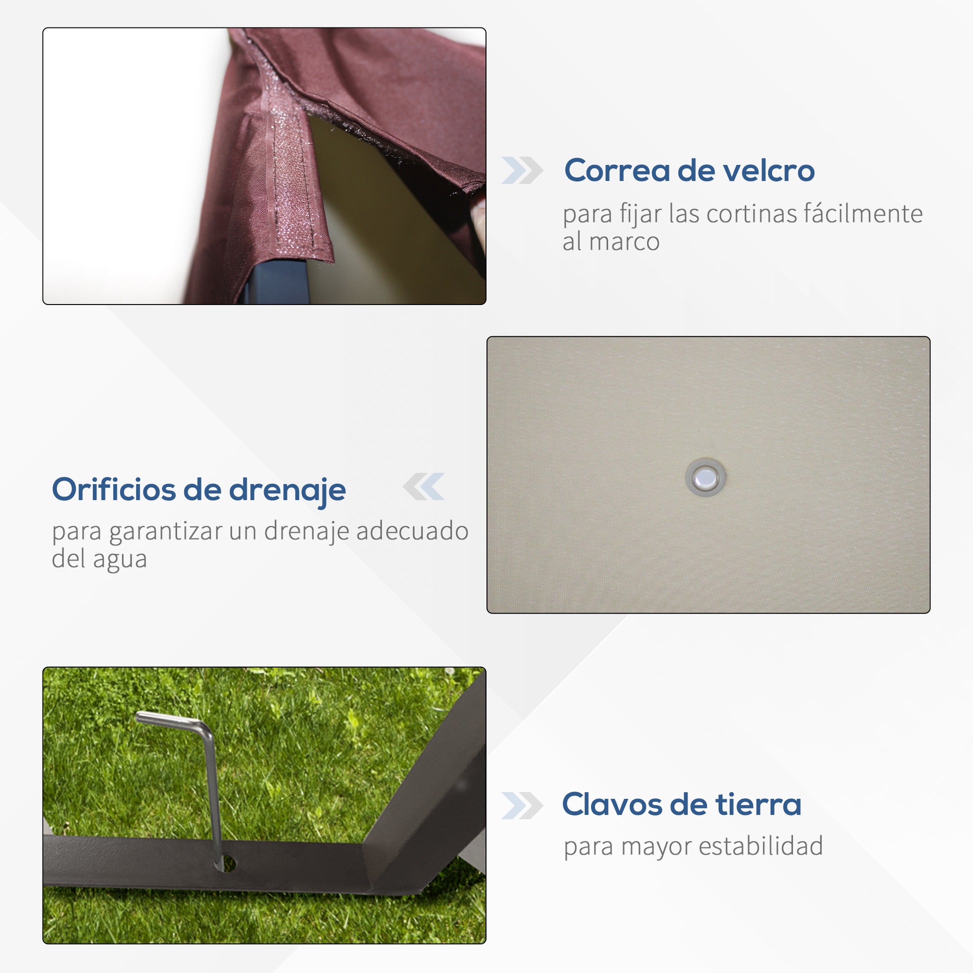Outsunny Cenador De Jardín 3x3 M Con Doble Techo Marco Acero Al Aire Libre Beige_5