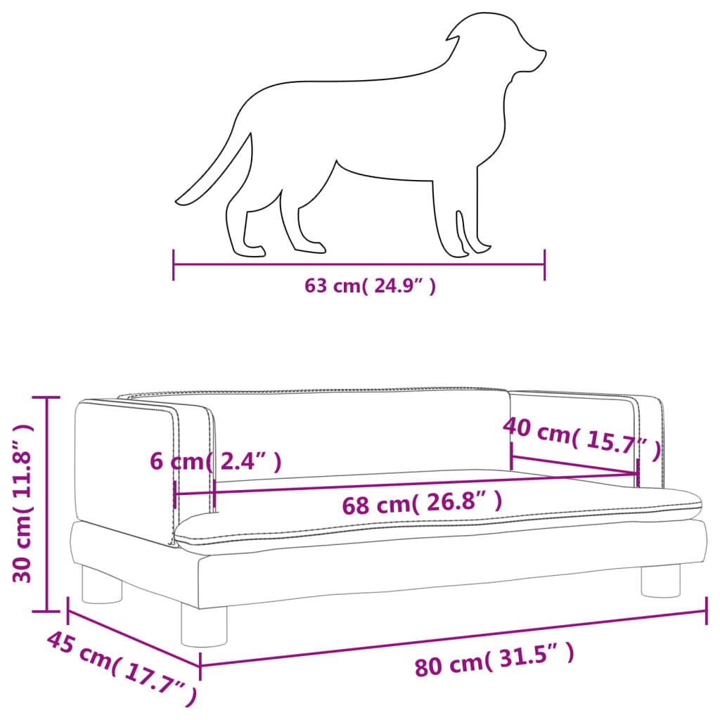 Cama Para Perros De Cuero Sintético Negra 80x45x30 Cm / Vetonek_5
