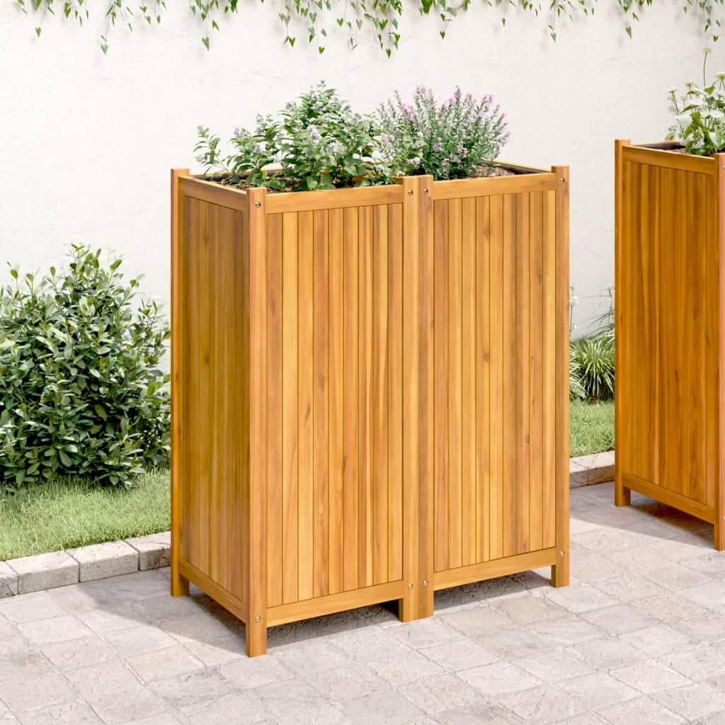 Jardinera Con Forro Madera Maciza De Acacia 84x42x100 Cm_2