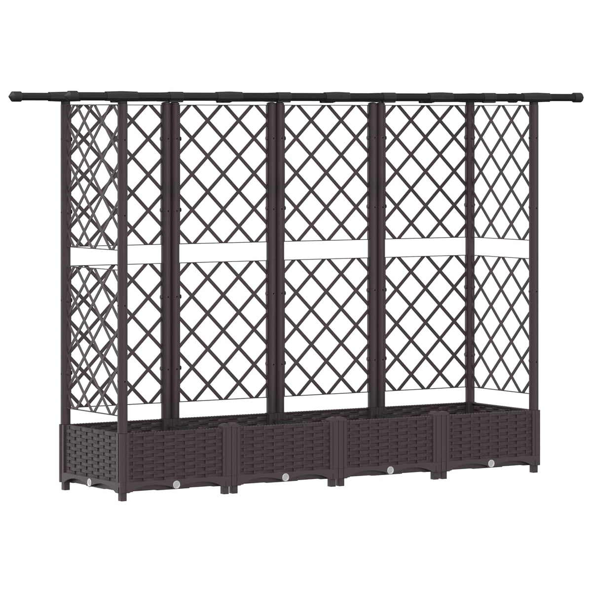 Cama Elevada Con Trellis Y Techo Marrón 202,5 X 40 X 121 Cm Pp_4