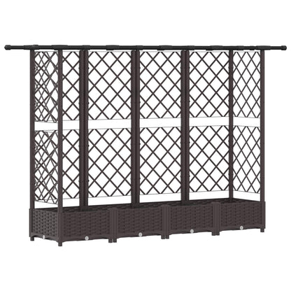 Cama Elevada Con Trellis Y Techo Marrón 202,5 X 40 X 121 Cm Pp_4