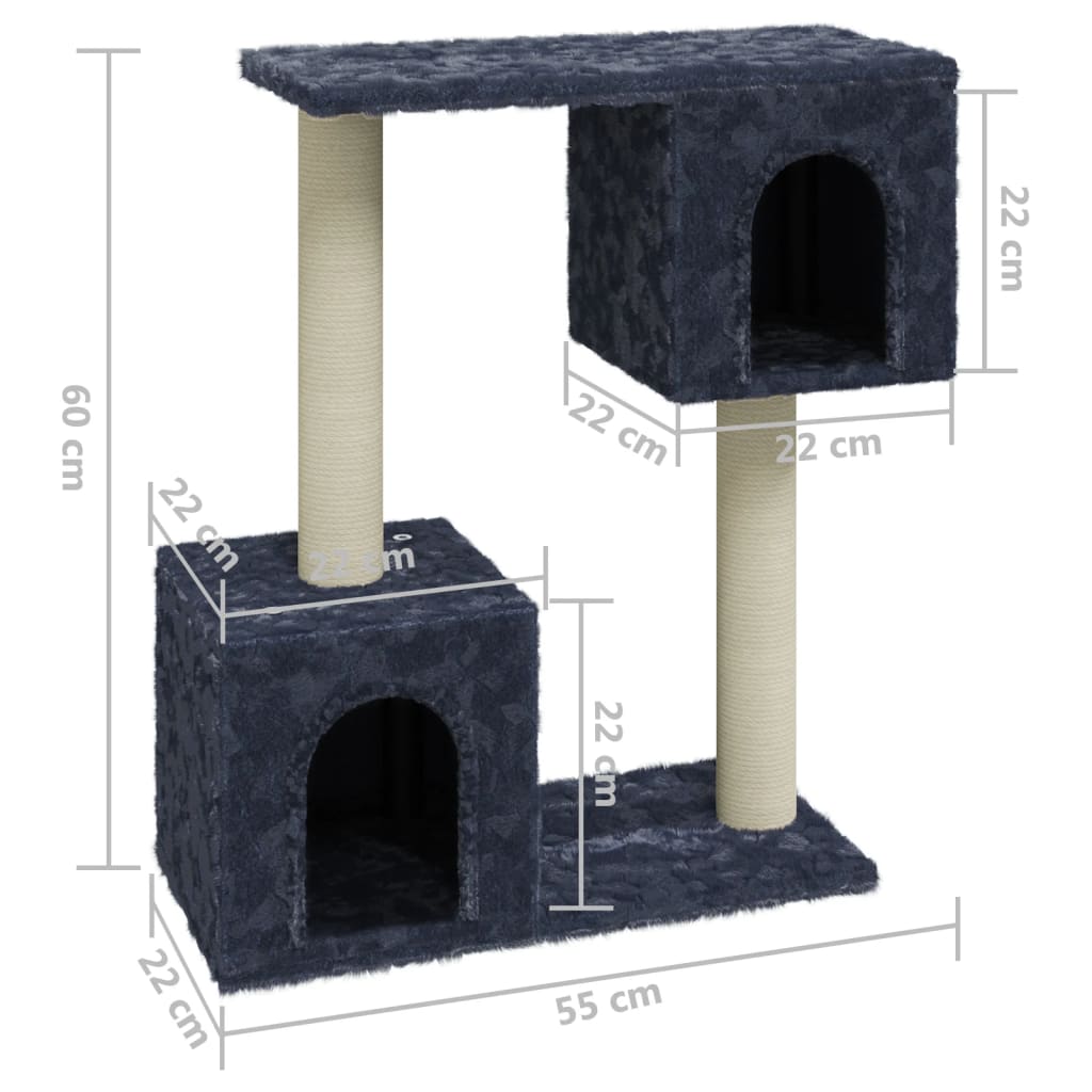 Rascador Para Gatos Con Postes De Sisal Gris Oscuro 60 Cm_5