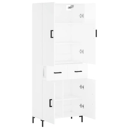 Aparador Alto Madera Contrachapada Blanco Brillo 69,5x34x180 Cm_3
