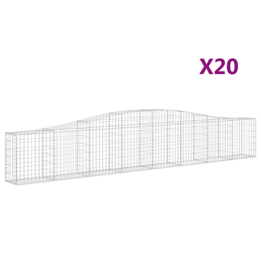 Cestas De Gaviones 20 Uds Forma De Arco Hierro 400x30x60/80 Cm_0