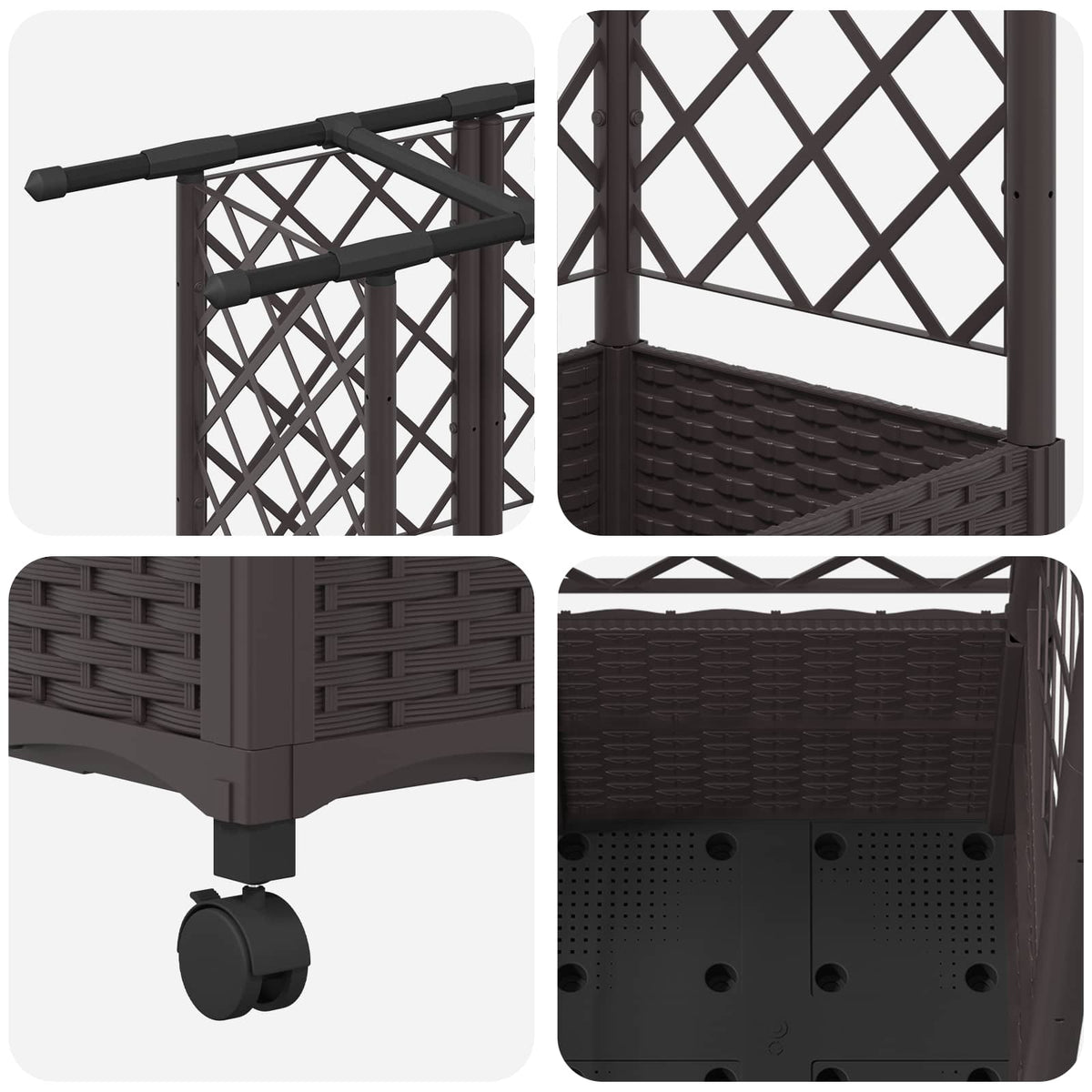 Cama Elevada Con Trellis Y Techo Marrón 124 X 40 X 142 Cm Pp_5