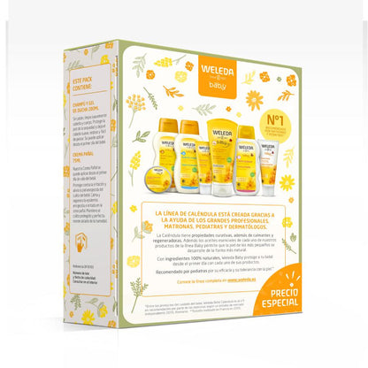 Kit de essenciais para bebé: Champô e Gel 200 ml + Creme para Fraldas 75 ml Calêndula Weleda