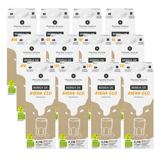 Pack de 12 bebidas de aveia Planeta Huerto ECO 1L