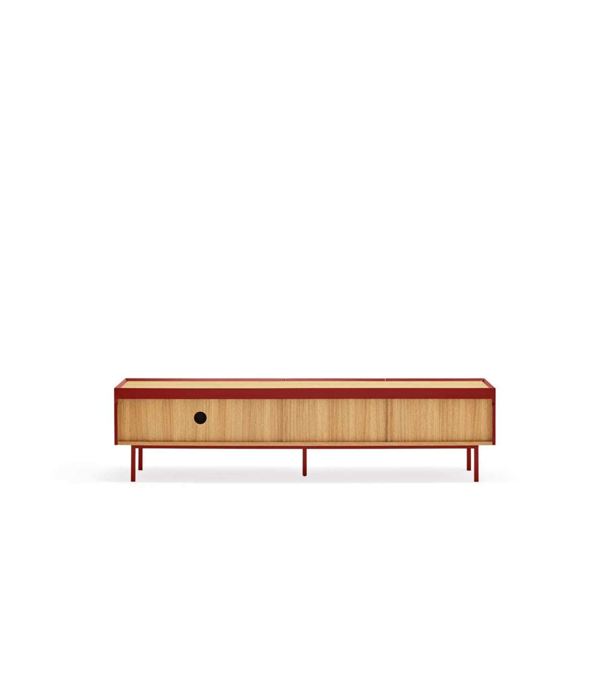 Mueble Para Televisión Modelo Arista 1 Puerta 2 Cajones Acabado Burdeos, 40cm(ancho) 45c_3
