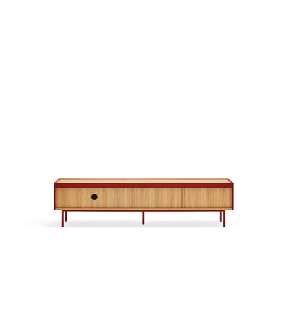 Mueble Para Televisión Modelo Arista 1 Puerta 2 Cajones Acabado Burdeos, 40cm(ancho) 45c_3