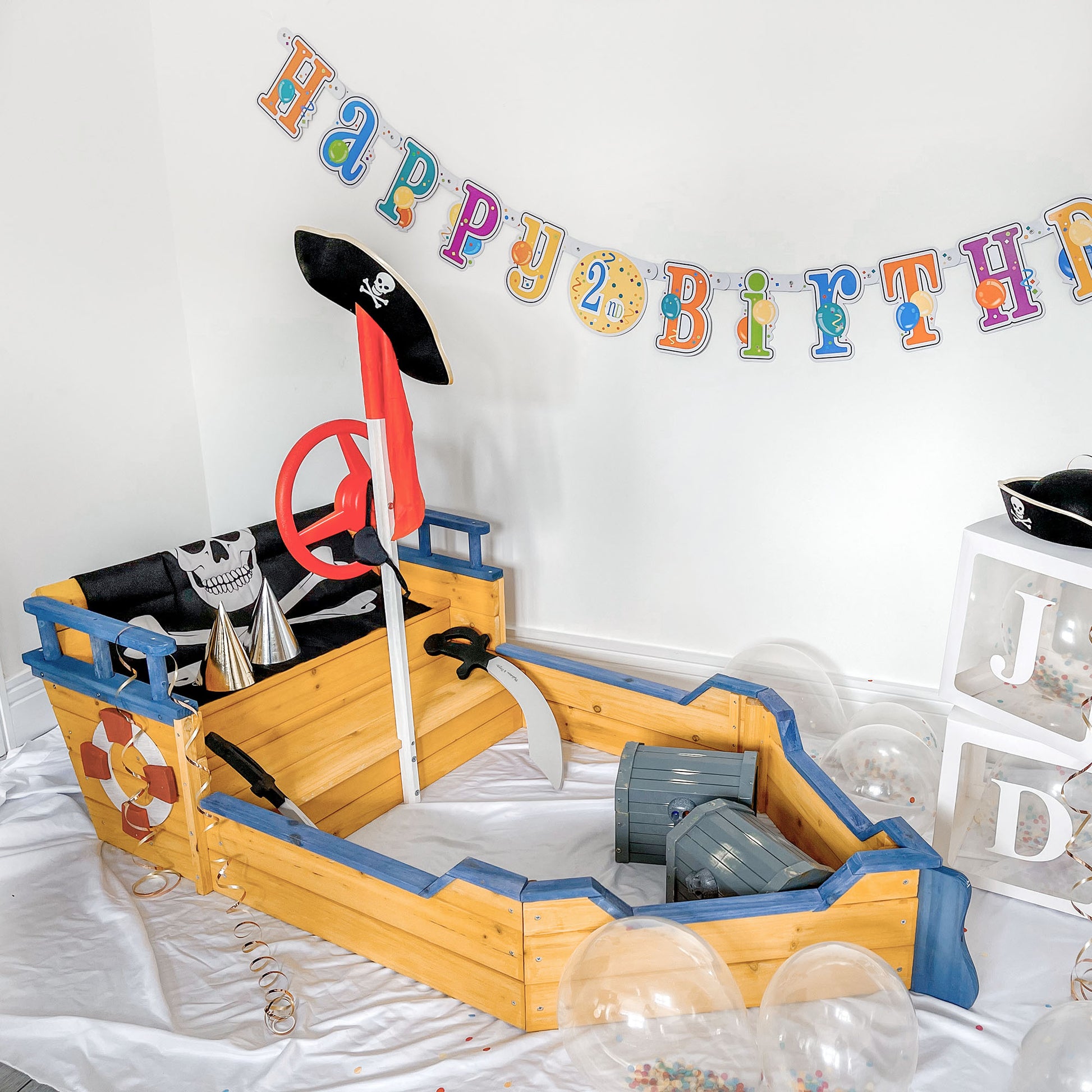 Outsunny Arenero Infantil Madera Diseño Galeón Con Banco Con Almacenaje +3 Años_1