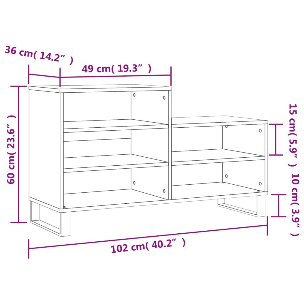 Vidaxl Mueble Zapatero Madera Contrachapada Gris Hormigón 102x36x60 Cm_2
