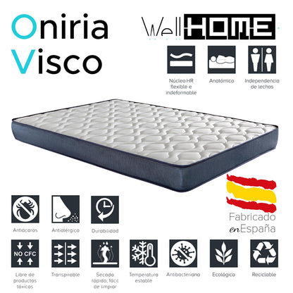 Colchón Oniria Visco 150x190cm Altura 18cm Transpirable Adaptable Hipoalergénico_1