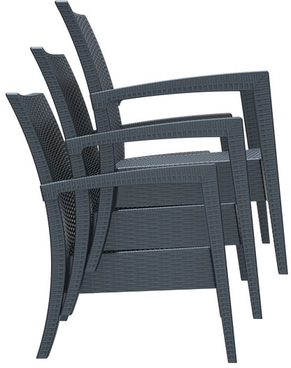 Siesta Exclusive Pack De 2 Sillones Miami Lounge Armchair Ratán Gris_4