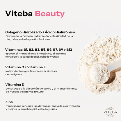 Pack de 3 botes Colágeno Beauty Viteba 330g x 3 - SIN sabor NI olor - Ácido Hialurónico, Vit. C y Zinc_4