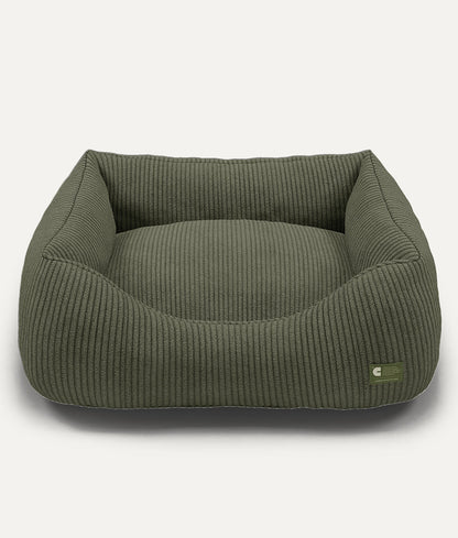 Cafide Cama De Material Reciclado Para Perro Con Tejido De Pana Verde. Modelo Snozy._0