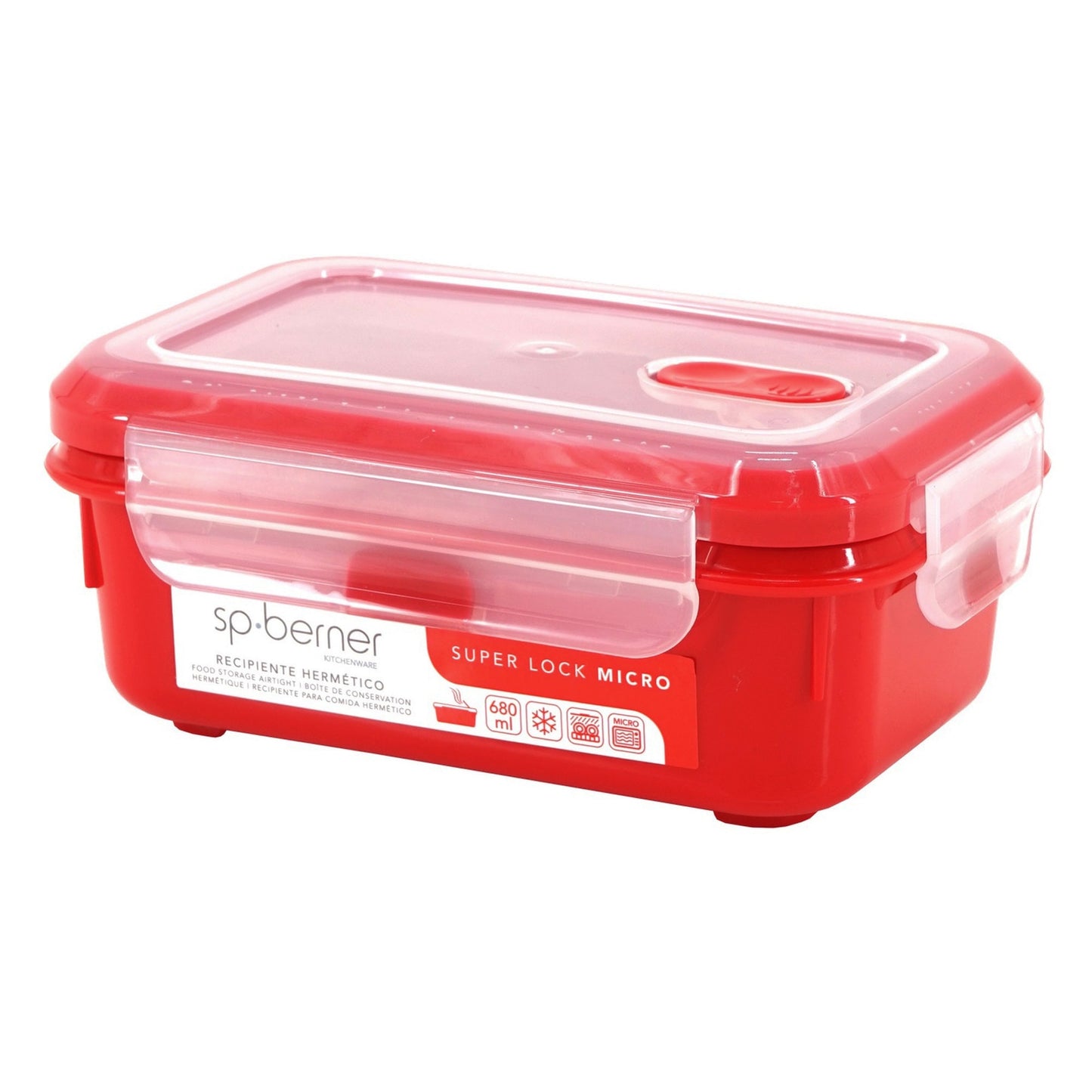 2x Herméticos Super Lock Micro 680 Ml. Aptos Para Cocinar Al Vapor En El Microondas, Ideal Transporte Y Almacenamiento De Alimentos, Cierre Clip_4