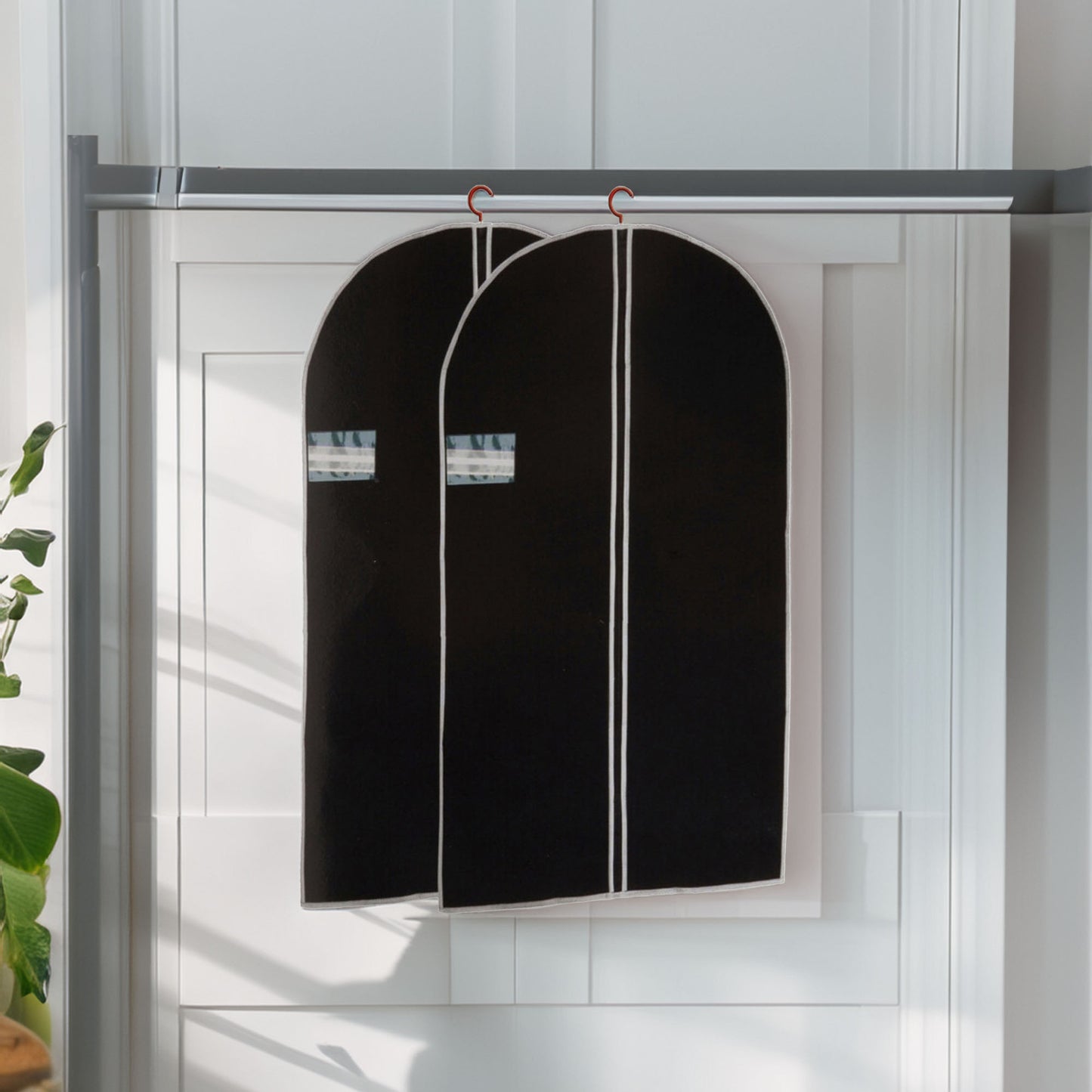 Well Home Juego De 2 Cubrevestidos De Tnt 45g, Tamaño 60x150cm, Negro Con Cremallera Y Ventana Pe_2