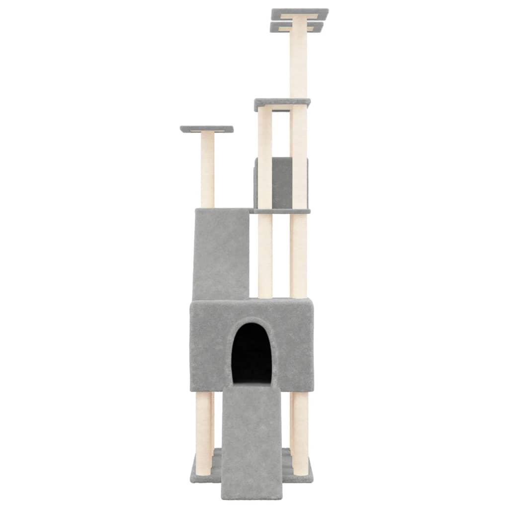Rascador Para Gatos Con Postes De Sisal Gris Claro 190 Cm_2