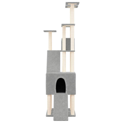 Rascador Para Gatos Con Postes De Sisal Gris Claro 190 Cm_2