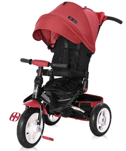 Triciclo Evolutivo Jaguar Con Capota , Asiento Giratorio 360º Y Ruedas Neumáticas Red Black Luxe_0