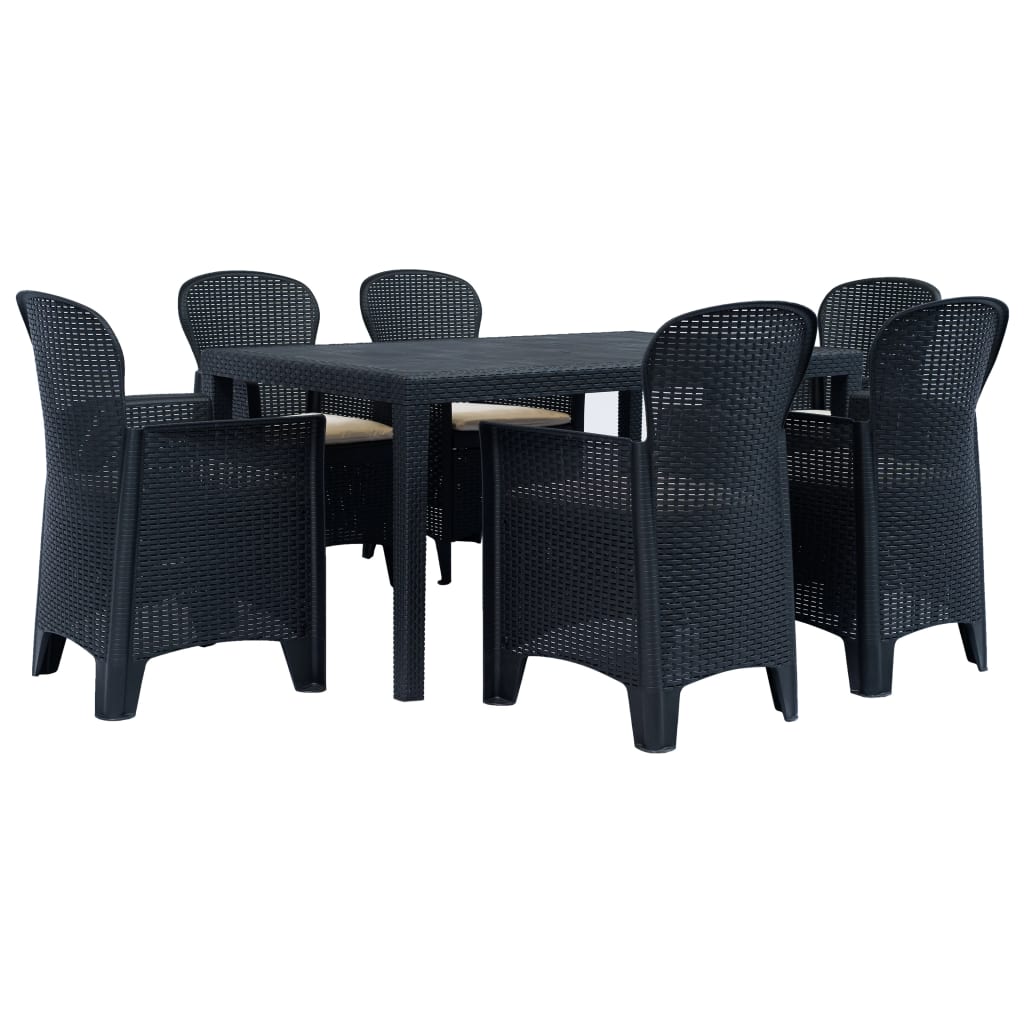 Vidaxl Comedor De Jardín 7 Piezas Plástico Aspecto De Ratán Antracita_5