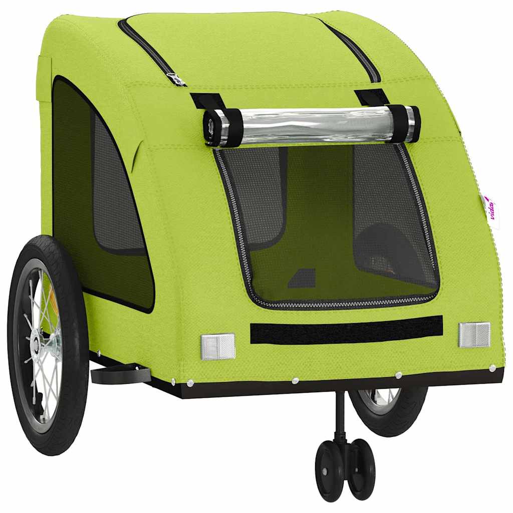 Remolque De Bicicleta Mascotas Hierro Tela Oxford Verde_4