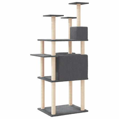 Rascador Para Gatos Con Postes De Sisal Gris Oscuro 166 Cm_4