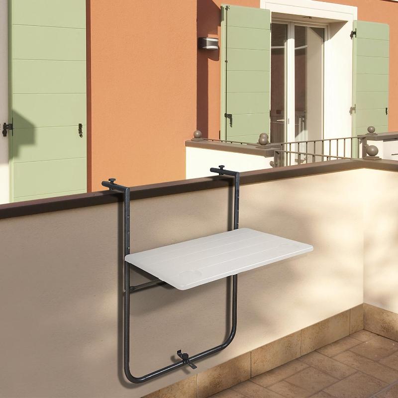 Mesa Plegable Colgante Para Balcones / Terrazas 36x60 Cm. Altura Regulable_3