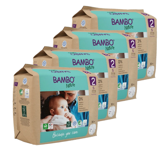 Fraldas Bambo Nature T2 (3-6kg) pacote económico 120 unidades