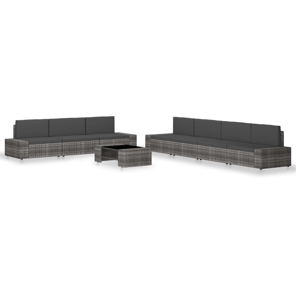 Juego De Muebles De Jardín 8 Piezas Ratán Sintético Gris / Vetonek_3