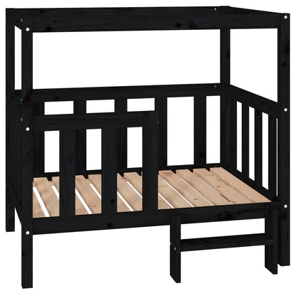 Vidaxl Cama Para Perros Madera Maciza De Pino Negro 105,5x83,5x100 Cm_0
