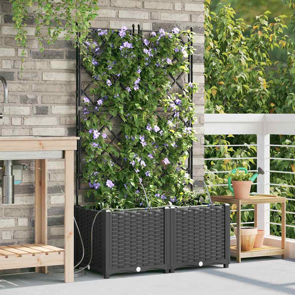 Macetero De Jardín 2 Uds. Negro 80 X 40 X 142 Cm Pp_1