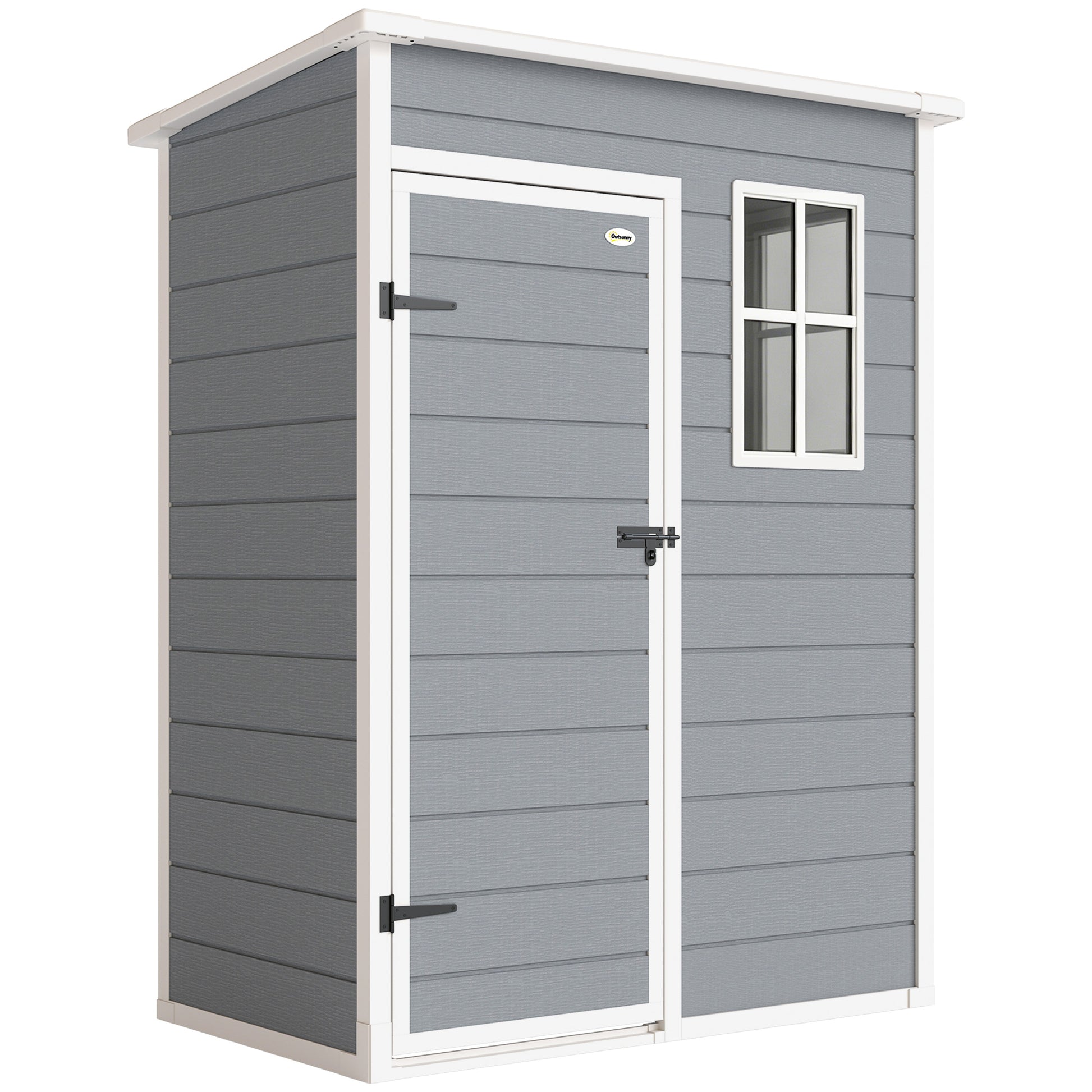 Outsunny Cobertizo De Jardín 1,14 M² 151x92x193 Cm Con Puerta Corredera Gris_0