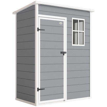 Outsunny Cobertizo De Jardín 1,14 M² 151x92x193 Cm Con Puerta Corredera Gris_0