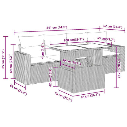 Set Comedor De Jardín 5 Piezas Y Cojines Ratán Sintético Marrón / Vetonek_2