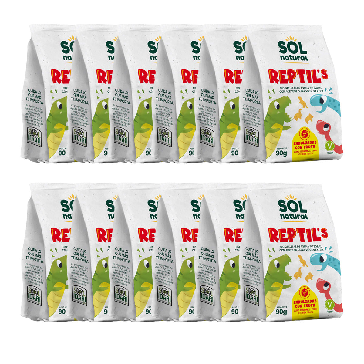 Pack 12x Bolachas Infantis de Aveia e Frutas Bio Sol Natural 90 g
