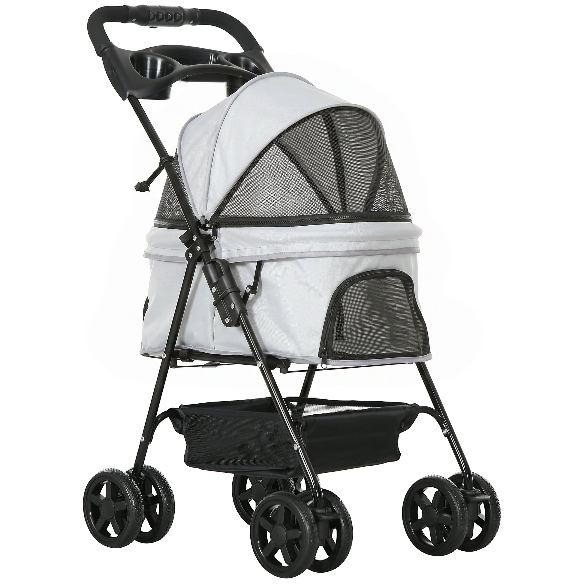 Pawhut Cochecito Para Perros Plegable Con Ruedas Universales 67x45x96 Cm Gris_0