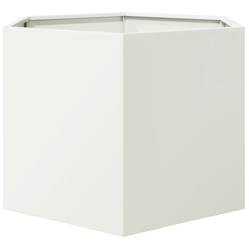 Jardinera Hexagonal Acero Blanco 69x60x45 Cm_3