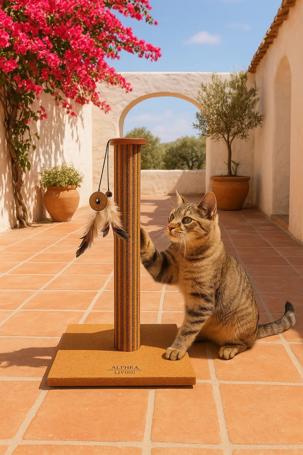 Poste Rascador Para Gatos Brisa De Corcho Natural Althea Living 36x36x54cm_5