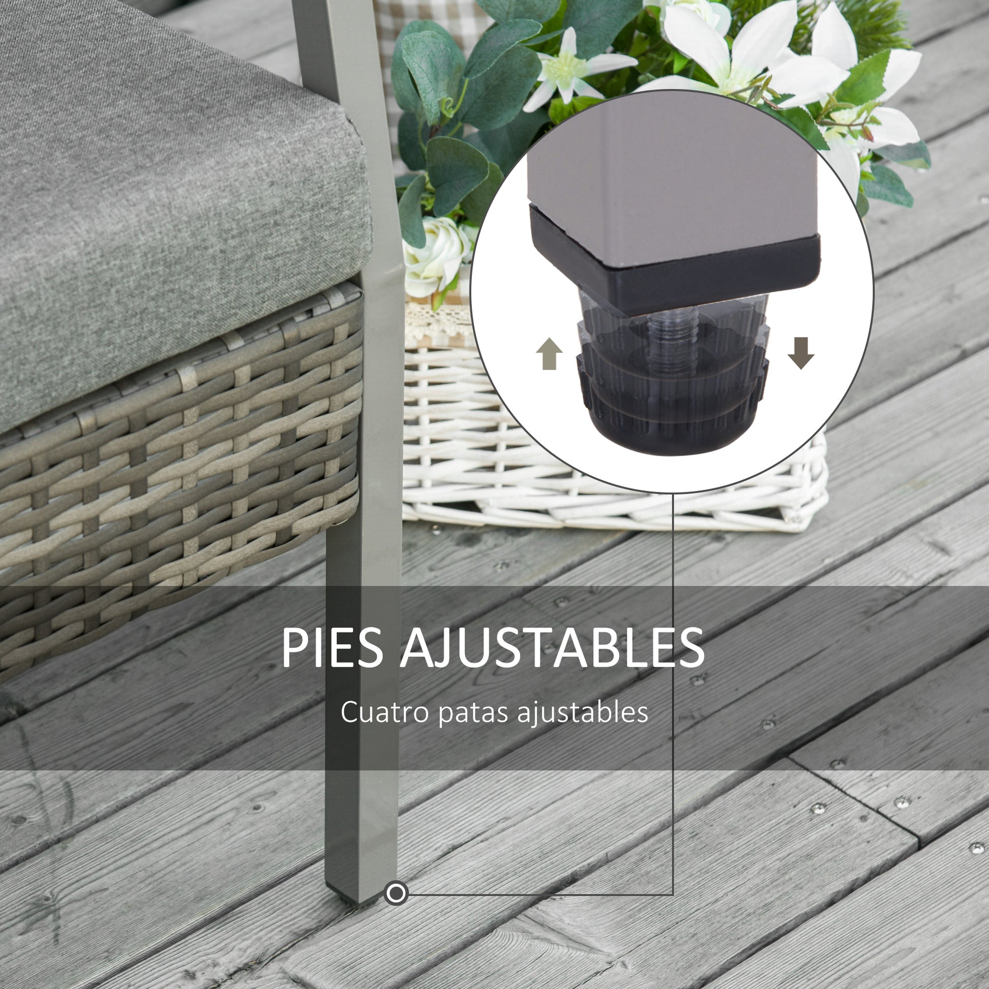 Outsunny Sofá De Ratán Dos Plazas Con Cojín Desmontable Sillón Mueble De Jardín_5
