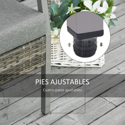 Outsunny Sofá De Ratán Dos Plazas Con Cojín Desmontable Sillón Mueble De Jardín_5