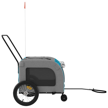 Remolque De Bicicleta Mascotas Hierro Tela Oxford Azul Gris_5