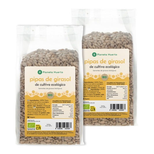 Embalagem de 2 sementes de girassol descascadas da ECO Planeta Huerto, 500 g