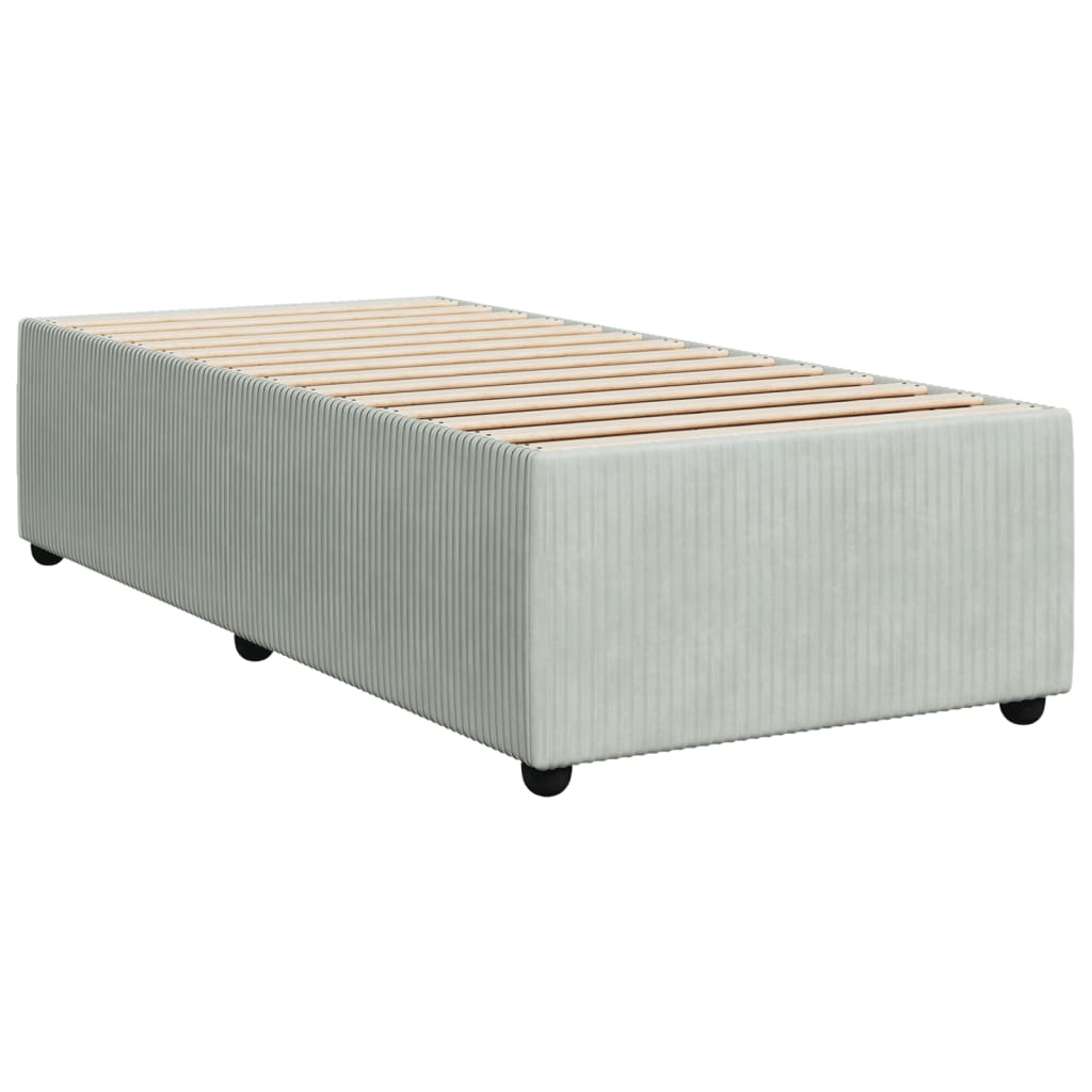 Cama Box Spring Con Colchón Terciopelo Gris Claro 80x200 Cm / Vetonek_2