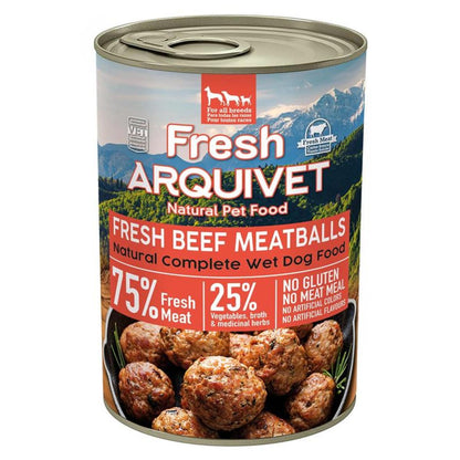 Arquivet Almôndegas de Carne Fresca 400g Ração húmida para cães com carne de vaca, batata-doce e cenoura