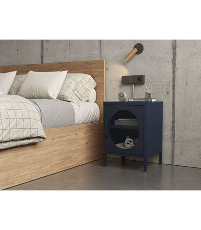Mesita De Noche Para Dormitorio Dora 1 Puerta Acabado En Metal Azul , 40cm(ancho) 60cm(alt_5