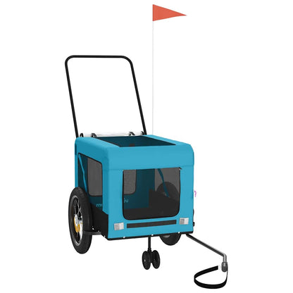 Remolque De Bicicleta Mascotas Hierro Tela Oxford Azul Negro_3