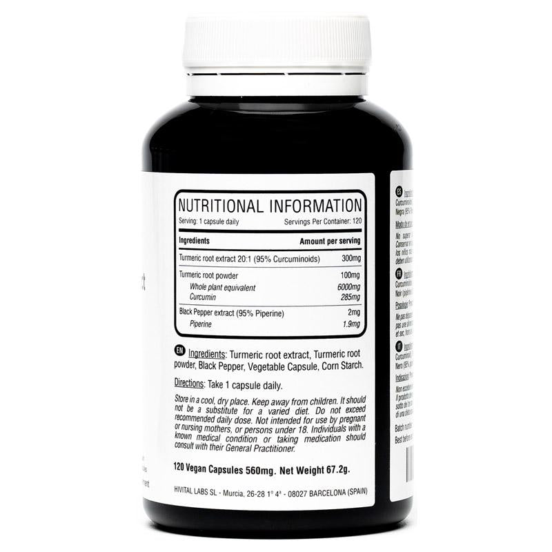 Cúrcuma 6000 mg com Pimenta Hivital 120 Cápsulas Vegan 