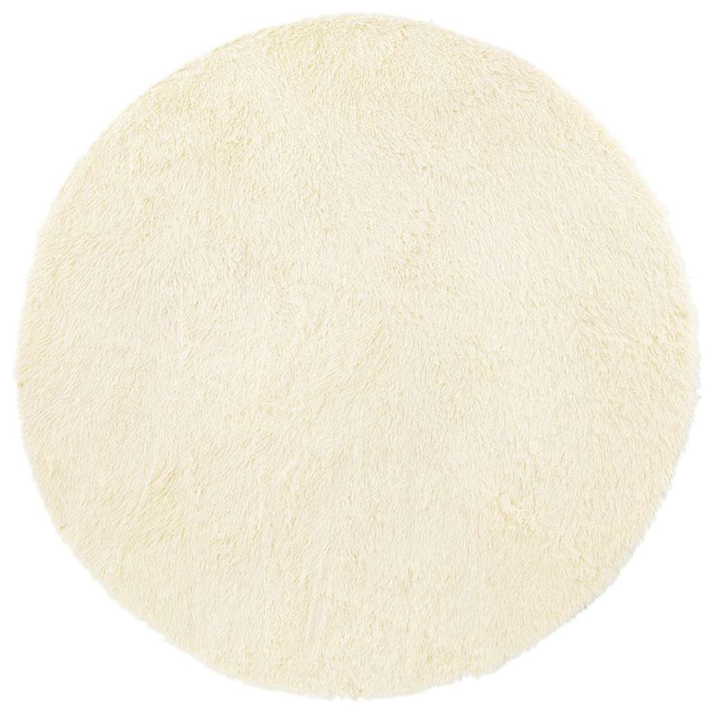Vidaxl Alfombra Peluda De Pelo Largo Navarra Crema 120x120cm Poliéster_0