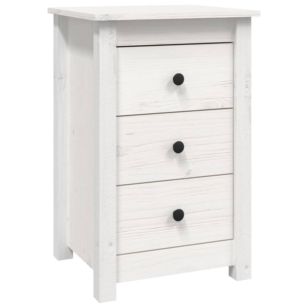 Mesitas De Noche 2 Uds Madera Maciza Pino Blanco 40x35x61,5 Cm_1